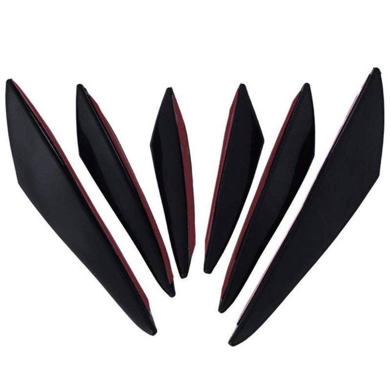 Karosserie Spoiler, Asudaro 6Stück Universal Stoßstange Lippensplitter Autos Modifiziert Heck Front Stoßstange Diffusor Spoiler Lippensplitter Flossen Stoßstange Schutz Lippe Diffusor Splitter,Schwarz von Asudaro