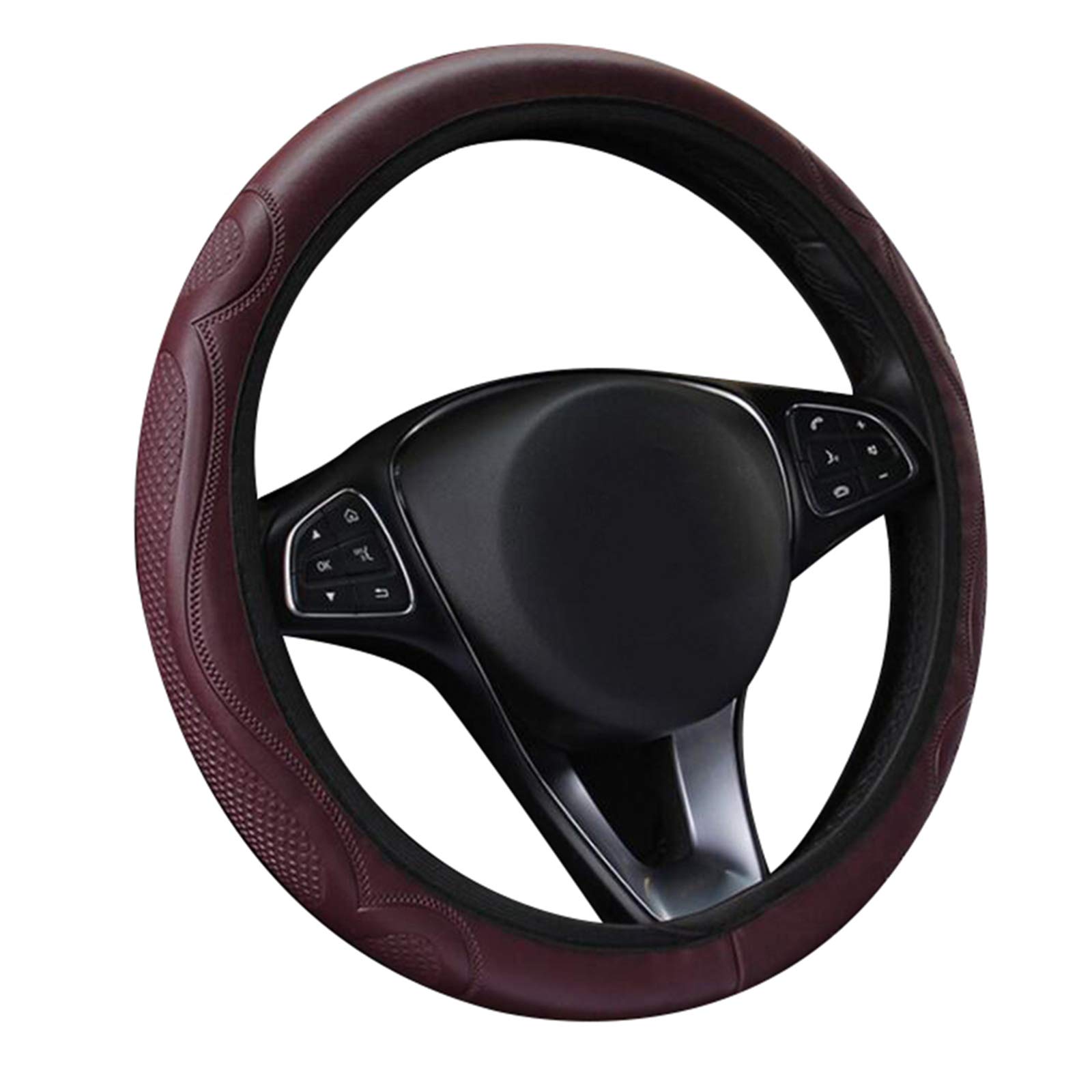 Asudaro Lenkradabdeckung, Verschleißfeste Rutschfeste Lenkradschutz Autolenkradbezug PU Leder Lenkradhülle Lenkrad Abdeckung Geeignet für Busse, Kleinbusse, LKWs, Autos, 38 cm,Rotwein Asudaro Lenkradabdeckung, Verschleißfeste Rutschfeste Lenkradschutz Autolenkradbezug PU Leder Lenkradhülle Lenkrad Abdeckung Geeignet für Busse, Kleinbusse, LKWs, Autos, 38 cm,Rotwein von Asudaro