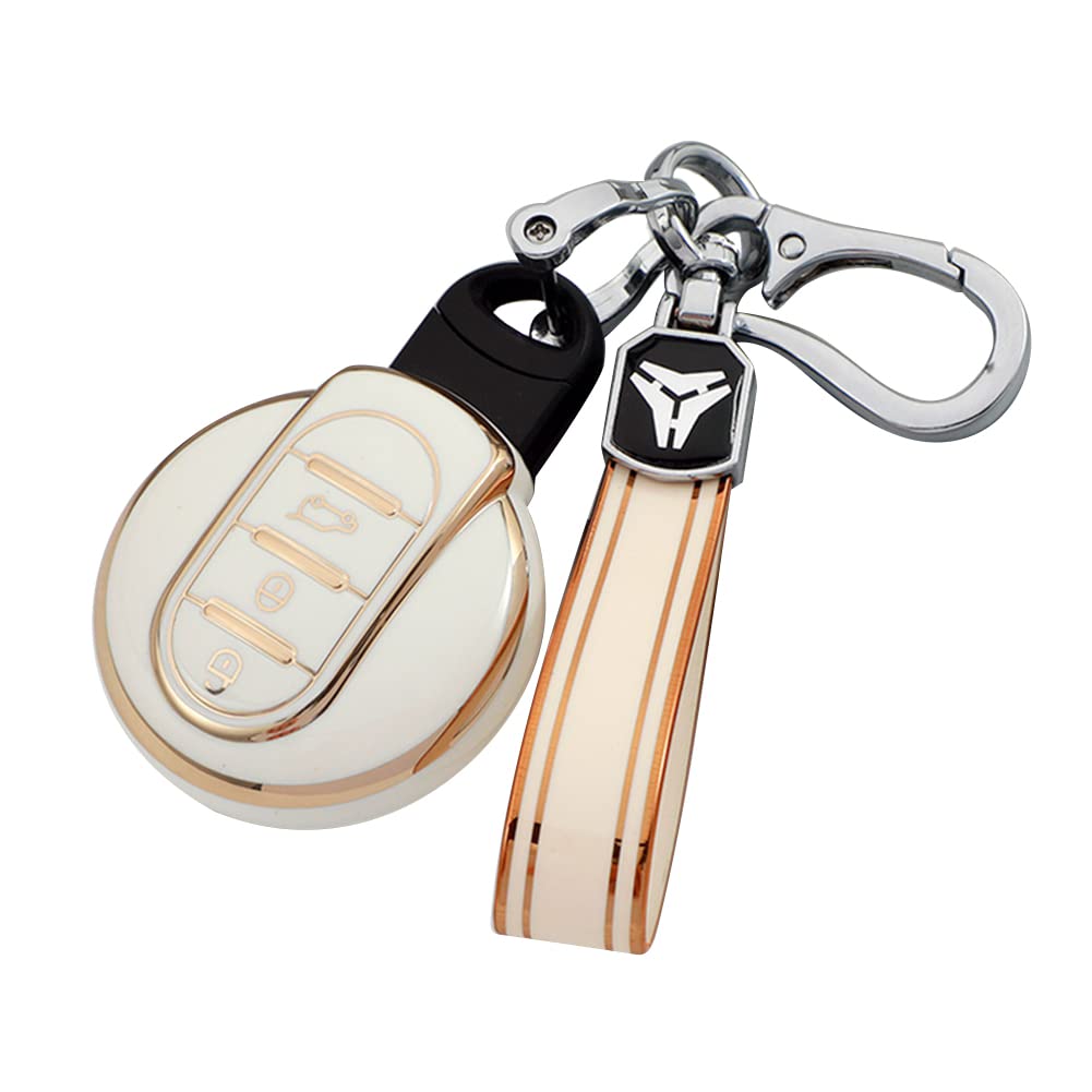 Mini Autoschlüssel Abdeckung,Asudaro Remote Smart Key Cover Fob Case Shell Schlüsselanhänger Volle 360 Grad-Abdeckung Soft TPU Autoschlüssel Hülle Kompatibel mit Mini Countryman/Cooper/Clubman,Weiß Mini Autoschlüssel Abdeckung,Asudaro Remote Smart Key Cover Fob Case Shell Schlüsselanhänger Volle 360 Grad-Abdeckung Soft TPU Autoschlüssel Hülle Kompatibel mit Mini Countryman/Cooper/Clubman,Weiß von Asudaro