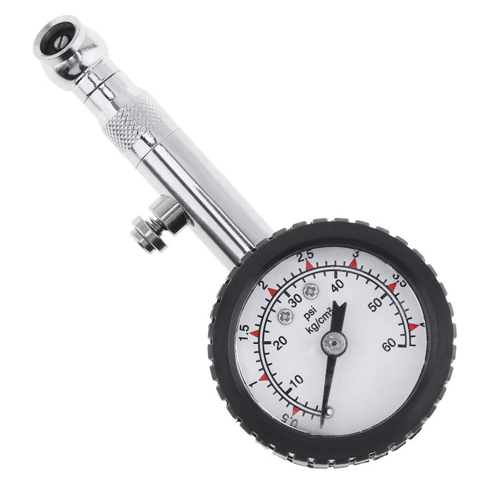 Reifendruckmesser Reifendruckprüfer 0-60 PSI Metall Reifenfüller Luftdruckmesser Mechanische Reifenlehre Barometer mit Entleerungsfunktion Reifendruckmessgerä für SUV RV ATV Motorrad,Schwarz von Asudaro