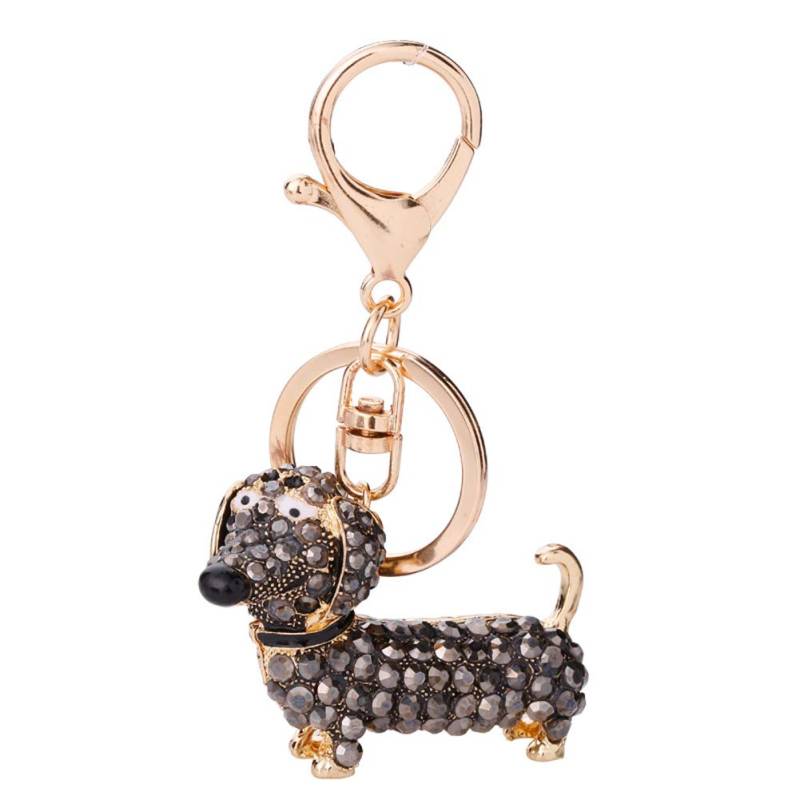 Schlüsselbund Anhänger, Asudaro Auto Schlüsselring Anhänger Glitzer Strass Schlüsselring Netter Welpe Hund Metall Bling Kristalle Schlüsselanhänger Charm Anhänger Keychain Dekor,Schwarz von Asudaro