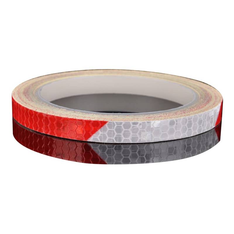 Selbstklebendes Reflektierendes Klebeband,Asudaro 2Rollen Reflektorband Warnklebeband Wasserdichtes Waben Fluoreszierende Reflektierende Dekorative Aufkleber für Fahrrad-LKW-Motorrad-Auto 8M,Rot-Weiss von Asudaro