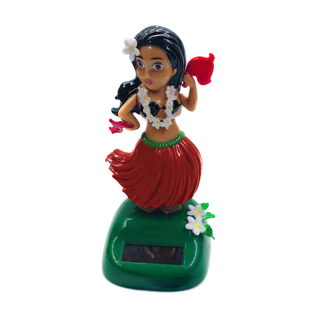 Solar Tanzendes Spielzeug,Asudaro Auto-Armaturenbrett Süßes Dekor Hula-Tänzerin Hawaiian Hula Shaking Head Tänzerin Figur Armaturenbrett Ornament Innenraum Hawaii Party Deko Kinderspielzeug,rot von Asudaro