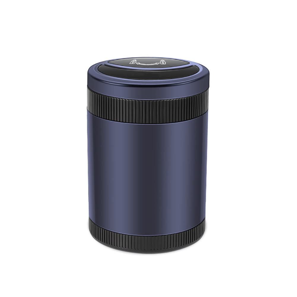 Tragbarer Aschenbecher mit Deckel,Aschenbecher mit Automatischer Induktionsöffnung Auto Blau Led Light Smokeless Cup Hochflammhemmender Auto Rauchende Zigarette Aschenbecher Halter blau von Asudaro