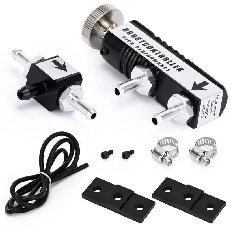 Turbo Boost Controller Kit, Asudaro 1-30PSI Universal Auto Handbuch Boost Controller Kit Aluminium Einstellbar Manuell Turbo Boost Regler Controller Ventil Kit,schwarz von Asudaro