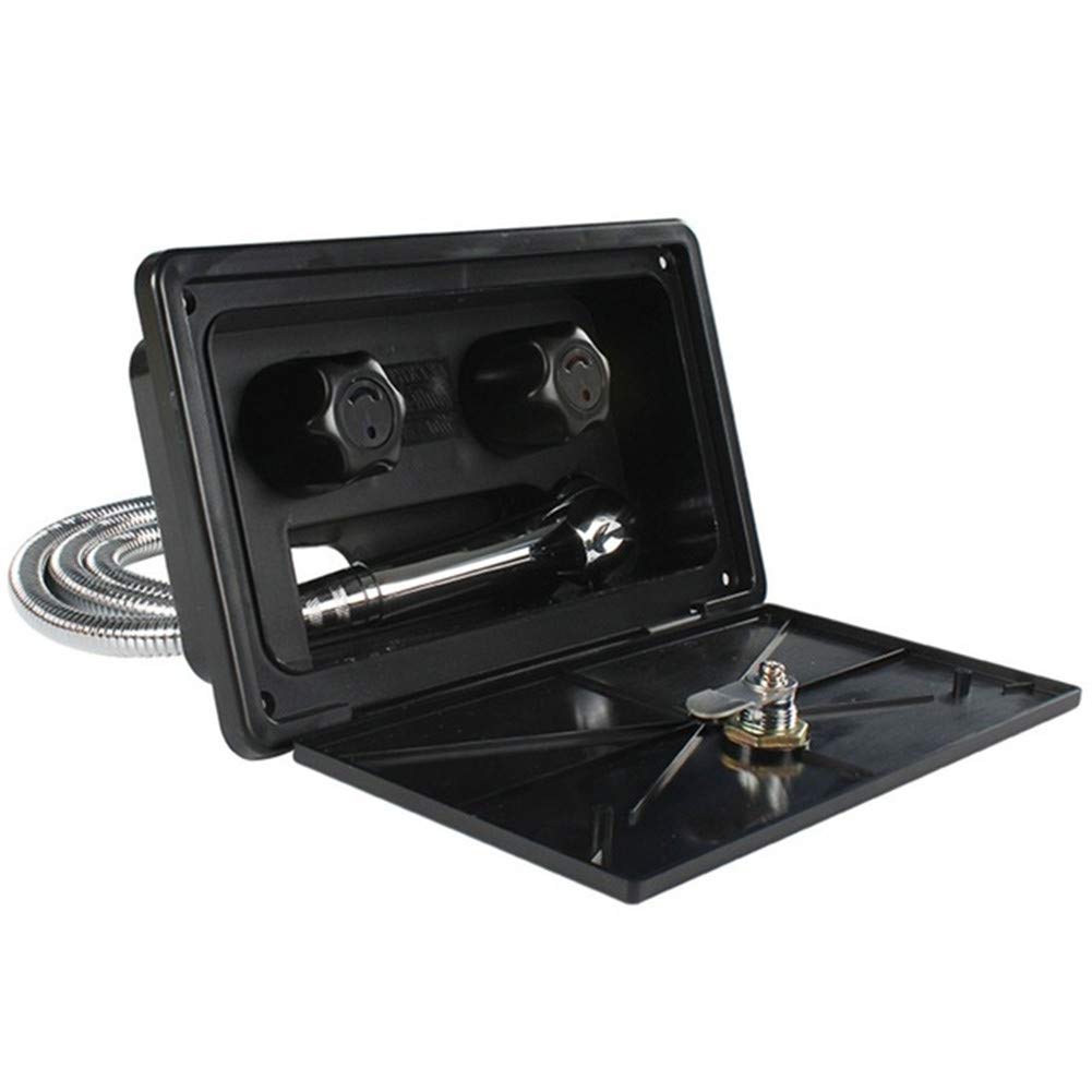 Wohnmobil Dusche, Asudaro RV-Dusche RV Außenduschkasten Kit mit Schlossboot Außendusche Box Campingdusche Inkl. Duschkopf Metall Wasserhahn Schlauch für Marine Camper Wohnmobil Caravan,Schwarz Wohnmobil Dusche, Asudaro RV-Dusche RV Außenduschkasten Kit mit Schlossboot Außendusche Box Campingdusche Inkl. Duschkopf Metall Wasserhahn Schlauch für Marine Camper Wohnmobil Caravan,Schwarz von Asudaro