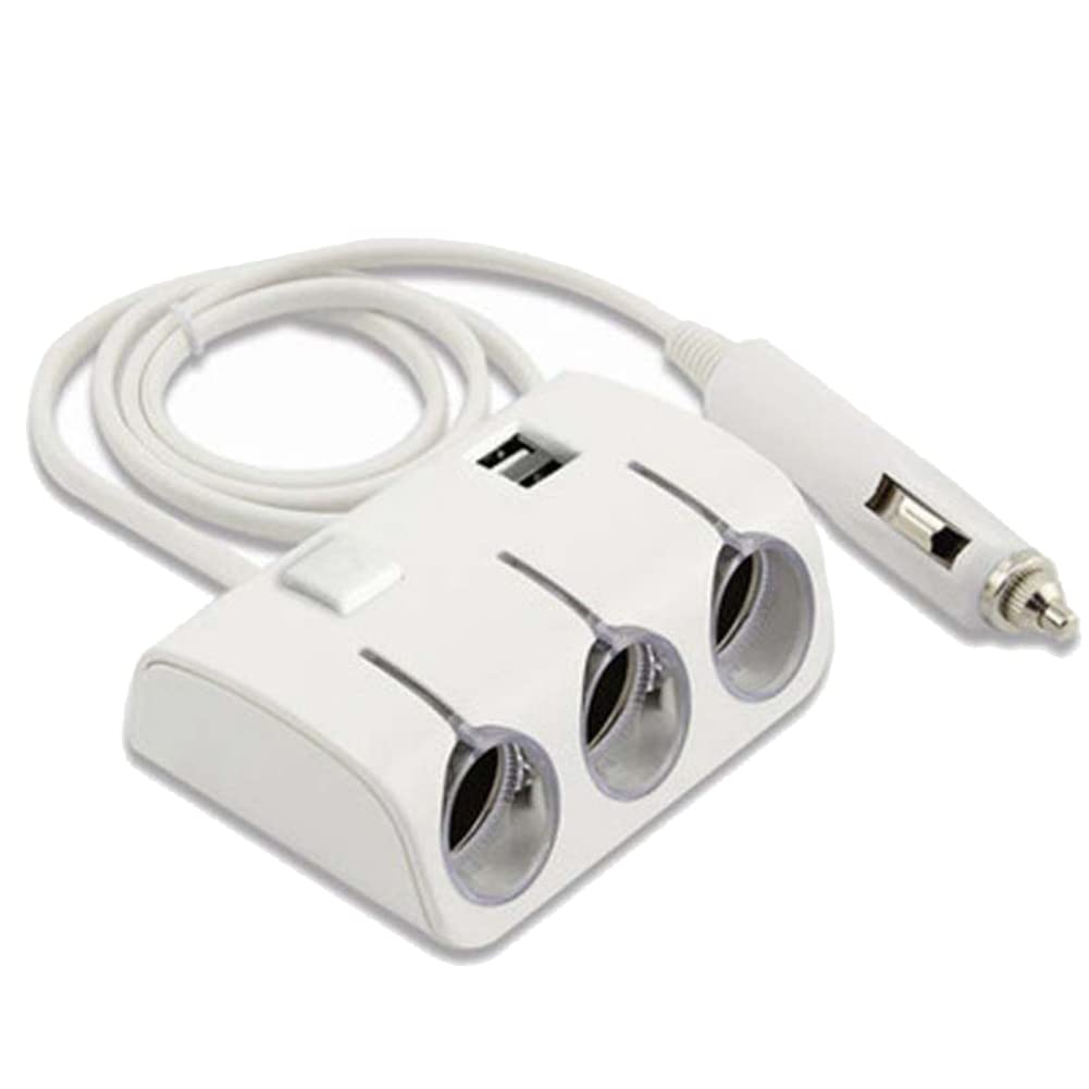 Zigarettenanzünder Ladegerät Adapter, Asudaro 120W 12V/24V 3 Löcher Zigarettenanzünder USB Autoladegerät mit 2 USB-Anschlüssen, LED-Blaulicht, Auto Steckdose USB AdaptermitNetzschalter,Weiß Zigarettenanzünder Ladegerät Adapter, Asudaro 120W 12V/24V 3 Löcher Zigarettenanzünder USB Autoladegerät mit 2 USB-Anschlüssen, LED-Blaulicht, Auto Steckdose USB AdaptermitNetzschalter,Weiß von Asudaro