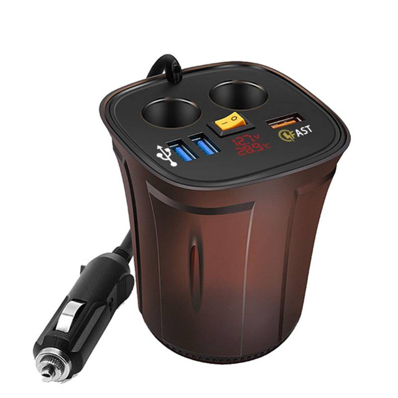 Zigarettenanzünder USB Ladegerät, Asudaro 12V 8A Auto USB Steckdose KFZ 3 USB Steckdose LED Voltmeter/Schalter/Temperatur/Zigarettenanzünder Adapter für Auto Motorrad Boote Marine LKW,Rot von Asudaro