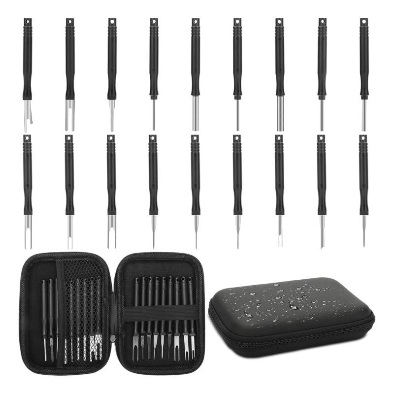 Asyduey Terminal Entfernungs-Werkzeugset 18PC Pin-Extractor-Werkzeugsatz Depinning-Werkzeug, Auto Elektrisches Drahtverbinder-Pin-Entlastungswerkzeug von Asyduey