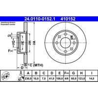 Bremsscheibe ATE 24.0110-0152.1 vorne, voll, 1 Stück Bremsscheibe ATE 24.0110-0152.1 vorne, voll, 1 Stück von Ate