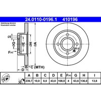 Bremsscheibe ATE 24.0110-0196.1 vorne, voll, 1 Stück Bremsscheibe ATE 24.0110-0196.1 vorne, voll, 1 Stück von Ate