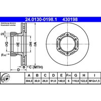 Bremsscheibe ATE 24.0130-0198.1, 1 Stück Bremsscheibe ATE 24.0130-0198.1, 1 Stück von Ate