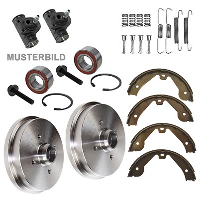 Atec 2x Bremstrommel+Backen+Zylinder+Radlager für Ford, Mazda von Atec