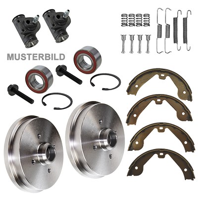 Atec 2x Bremstrommel+Backen+Zylinkder+Radlager für VW von Atec