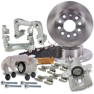 Atec 2x Bremsscheibe +Beläge +Bremssättel Hinterachse für Audi, Seat, Skoda, VW von Atec