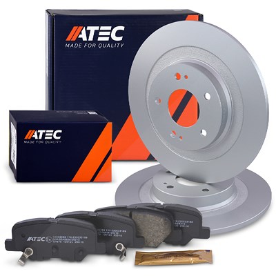 Atec Bremsscheiben + Bremsbeläge Hinterachse für Citroën, Mitsubishi, Peugeot von Atec