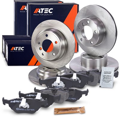Atec Bremsscheiben + Bremsbeläge Vorne + Hinten für BMW von Atec