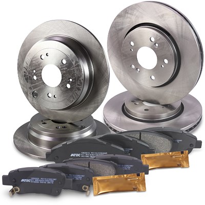 Atec Bremsscheiben + Bremsbeläge Vorne + Hinten für Honda von Atec