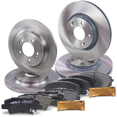 Atec Bremsscheiben + Bremsbeläge Vorne + Hinten für Hyundai, Kia von Atec
