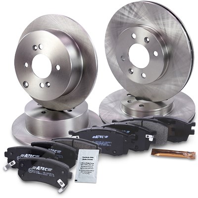 Atec Bremsscheiben + Bremsbeläge Vorne + Hinten für Hyundai, Kia von Atec