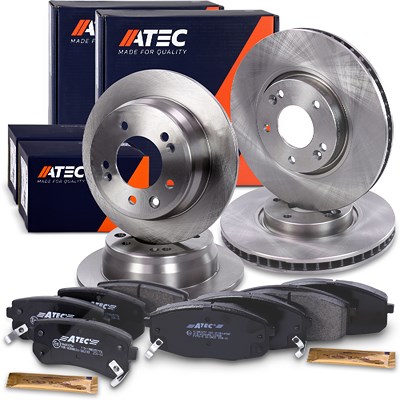 Atec Bremsscheiben + Bremsbeläge Vorne + Hinten für Hyundai von Atec