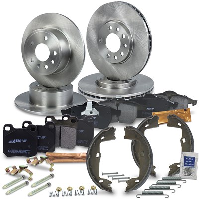 Atec Bremsscheiben + Bremsbeläge Vorne + Hinten für Opel, Saab von Atec
