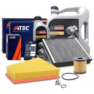 Atec Inspektionspaket Set A + 6l 5W-30 Motoröl für Ford von Atec