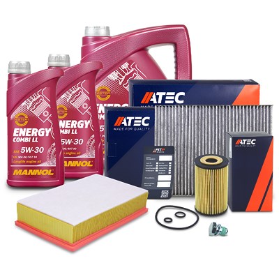 Atec Inspektionspaket Set A + 7l 5W-30 Motoröl für VW von Atec