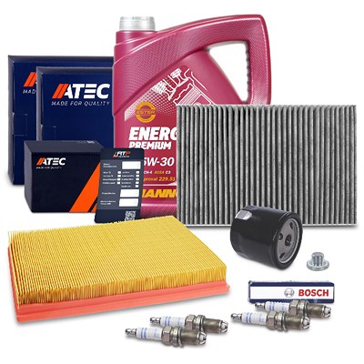 Atec Inspektionspaket Set C + 5l 5W-30 Motoröl für Opel, Vauxhall von Atec