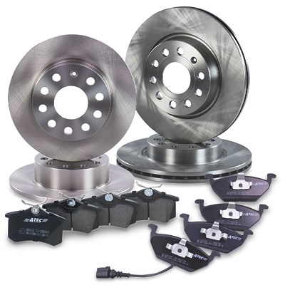 Atec Bremsscheiben + Bremsbeläge Vorne + Hinten für Audi, Seat, Skoda, VW von Atec