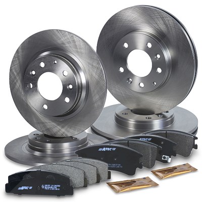 Atec Bremsscheiben + Bremsbeläge Vorne + Hinten für Mazda von Atec