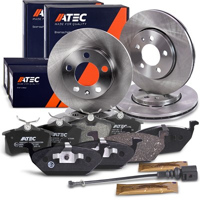 Atec Bremsscheiben + Bremsbeläge Vorne + Hinten für Seat, VW von Atec
