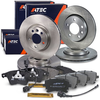 Atec Bremsscheiben + Bremsbeläge Vorne + Hinten für VW von Atec