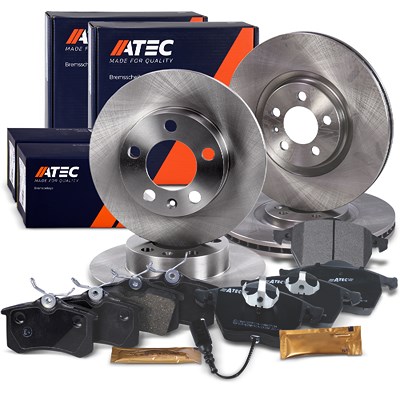 Atec Bremsscheiben + Bremsbeläge Vorne + Hinten für Audi, Seat, VW von Atec