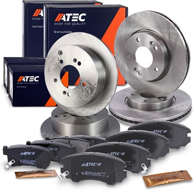Atec Bremsscheiben + Bremsbeläge Vorne + Hinten für Hyundai, Kia von Atec