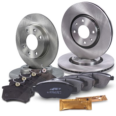 Atec Bremsscheiben + Bremsbeläge Vorne + Hinten für Citroën, Peugeot von Atec