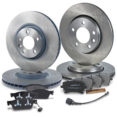 Atec Bremsscheiben + Bremsbeläge Vorne + Hinten für VW von Atec