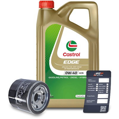 Atec Ölfilter + 5L CASTROL EDGE FST 0W-40 A3/B4 für Hyundai, Kia, Mazda, Nissan, Renault, Subaru von Atec
