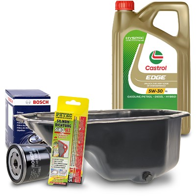 Atec Ölwanne + Dichtung + Filter-Satz + Castrol 5W-30 für Seat, Skoda, VW von Atec