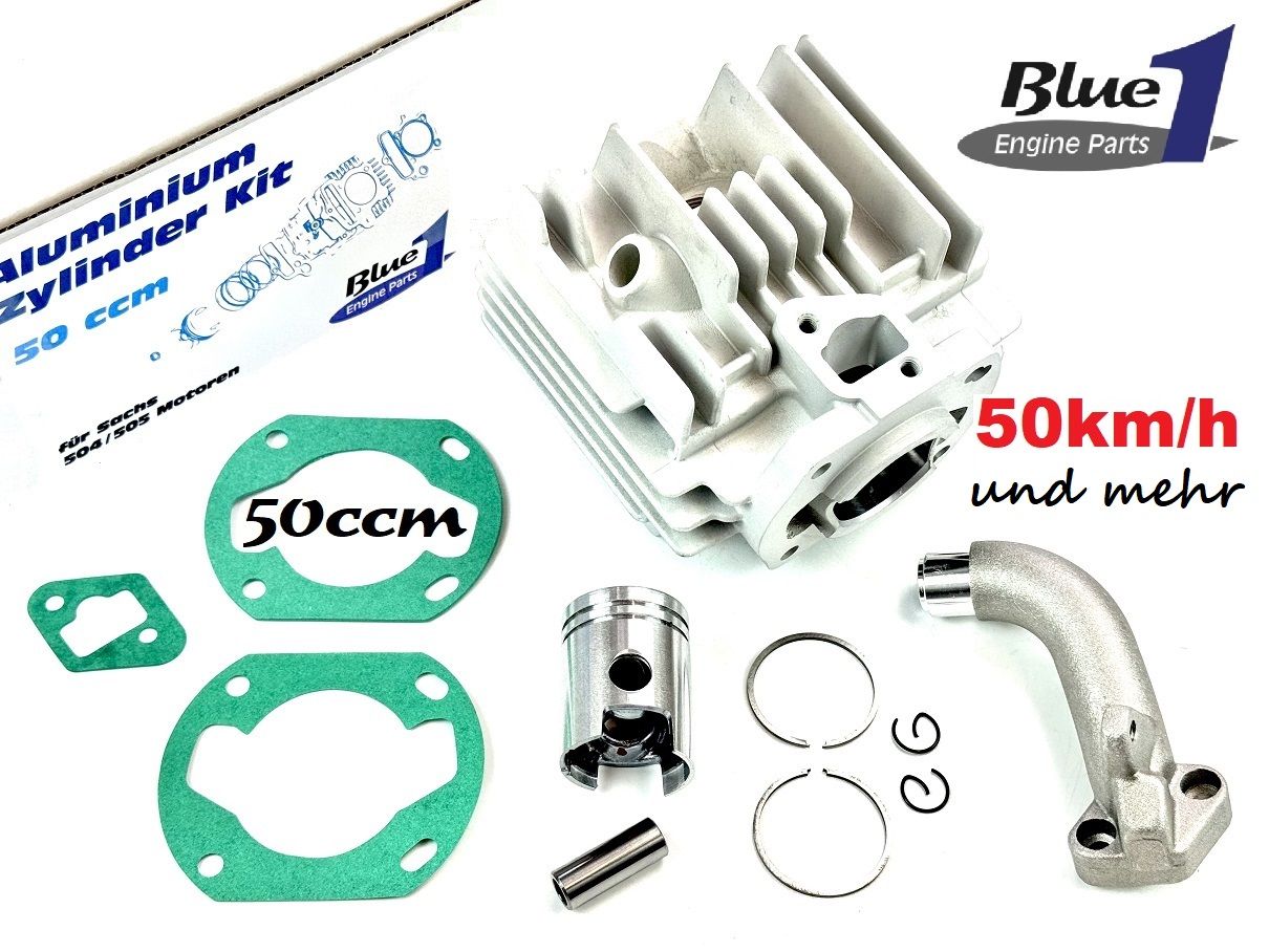 50ccm TUNING Alu Zylinder Nicasil Sachs 504 505 Flansch Hercules Prima Blue1 von BOOL-tec