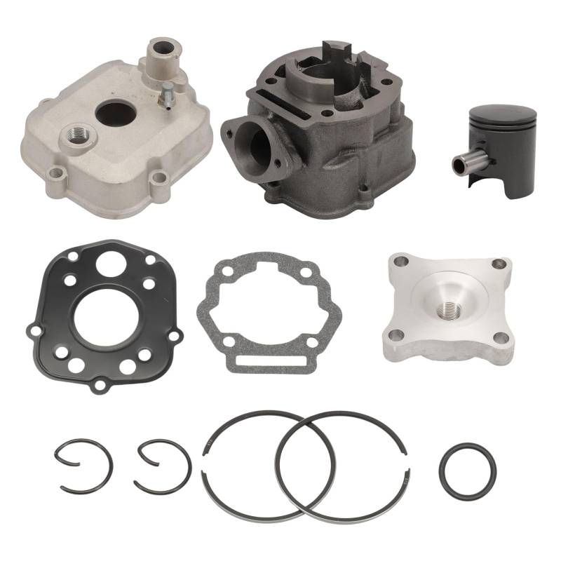 Attisfiera Zylinderkit 50 Gusseisen für Derbi Euro 3 und 4 Zylinderkopf Kolben Bi-Segmente Originaltyp alle Modelle D50B0 DRD Senda SM Bultaco GPR EURO3 EURO4 E3 E4 von Attisfiera