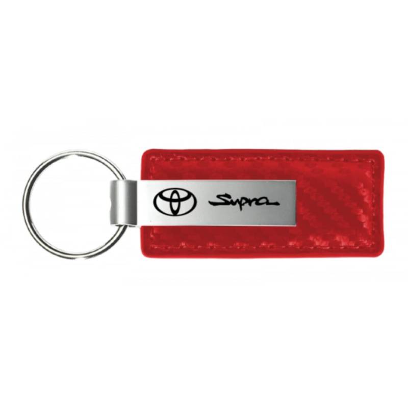 Au-TOMOTIVE GOLD, INC. Kompatibel mit Toyota Supra Red Carbon Fiber Leder Logo Schlüsselanhänger, Rot/Ausflug, einfarbig (Getaway Solids), Key Size von Au-TOMOTIVE GOLD