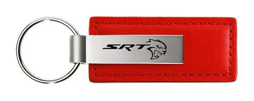 Au-TOMOTIVE GOLD Rechteckiger Schlüsselanhänger aus Leder für Dodge SRT (rot), Rot/Ausflug, einfarbig (Getaway Solids), Standard von AU-TOMOTIVE GOLD