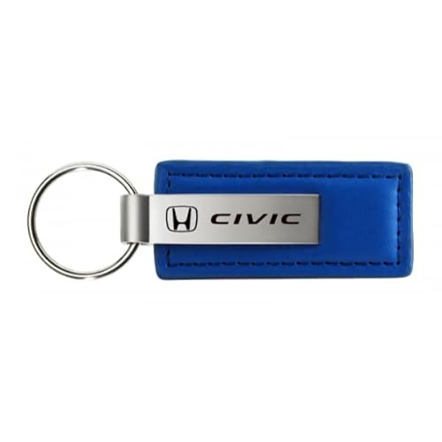 Au-TOMOTIVE GOLD Schlüsselanhänger und Schlüsselanhänger, kompatibel mit Honda Civic Logo – blaues Premium-Leder – offizielles Lizenzprodukt, Blau, Key Size von Au-TOMOTIVE GOLD