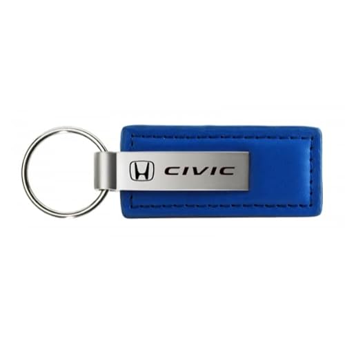 Au-TOMOTIVE GOLD Schlüsselanhänger und Schlüsselanhänger, kompatibel mit Honda Civic Logo – blaues Premium-Leder – offizielles Lizenzprodukt, Blau, Key Size von AU-TOMOTIVE GOLD