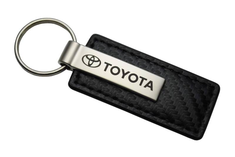 AU-TOMOTIVE GOLD Schlüsselanhänger aus Karbonfaser, rechteckig, Leder, für Toyota (schwarz), Standard, Kette, Leder, Schwarz , One size von AU-TOMOTIVE GOLD