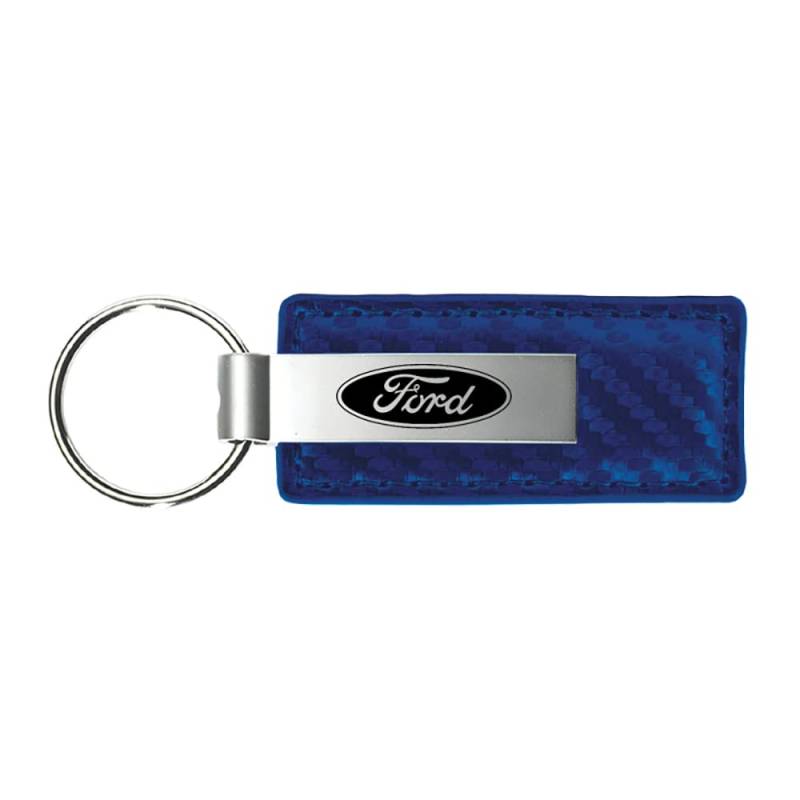 Ford Blau Carbon Faser Leder Logo Schlüsselanhänger Metall von Au-TOMOTIVE GOLD