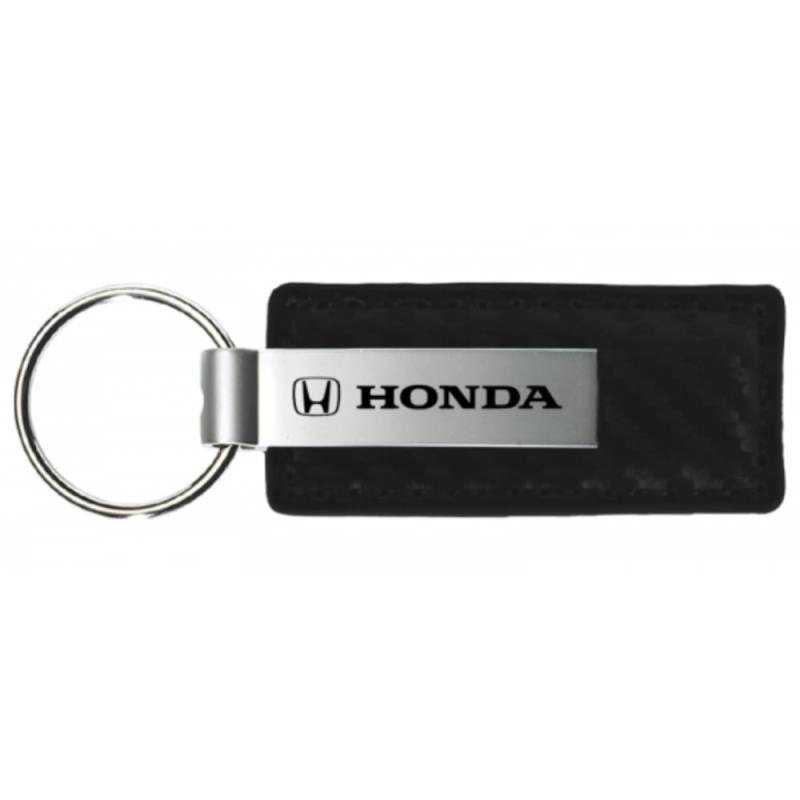 Au-TOMOTIVE GOLD, INC. Offiziell lizenzierter Schlüsselanhänger aus Karbonfaser-Leder für Honda (schwarz), Schwarz, 1 " x 3-1/4 ", Modern von AU-TOMOTIVE GOLD