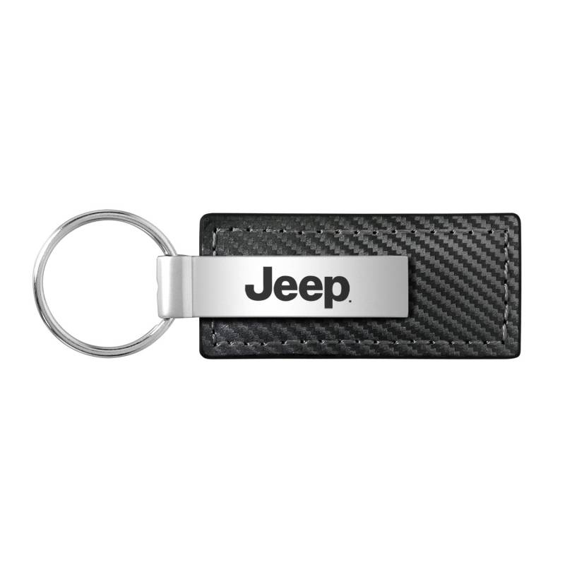 Au-TOMOTIVE GOLD, INC Jeep Cherokee Schlüsselanhänger aus Karbonfaser-Textur, Leder, Schwarz, 2,5 x 8,9 cm, Schwarz , 1" x 3-1/4". von AU-TOMOTIVE GOLD