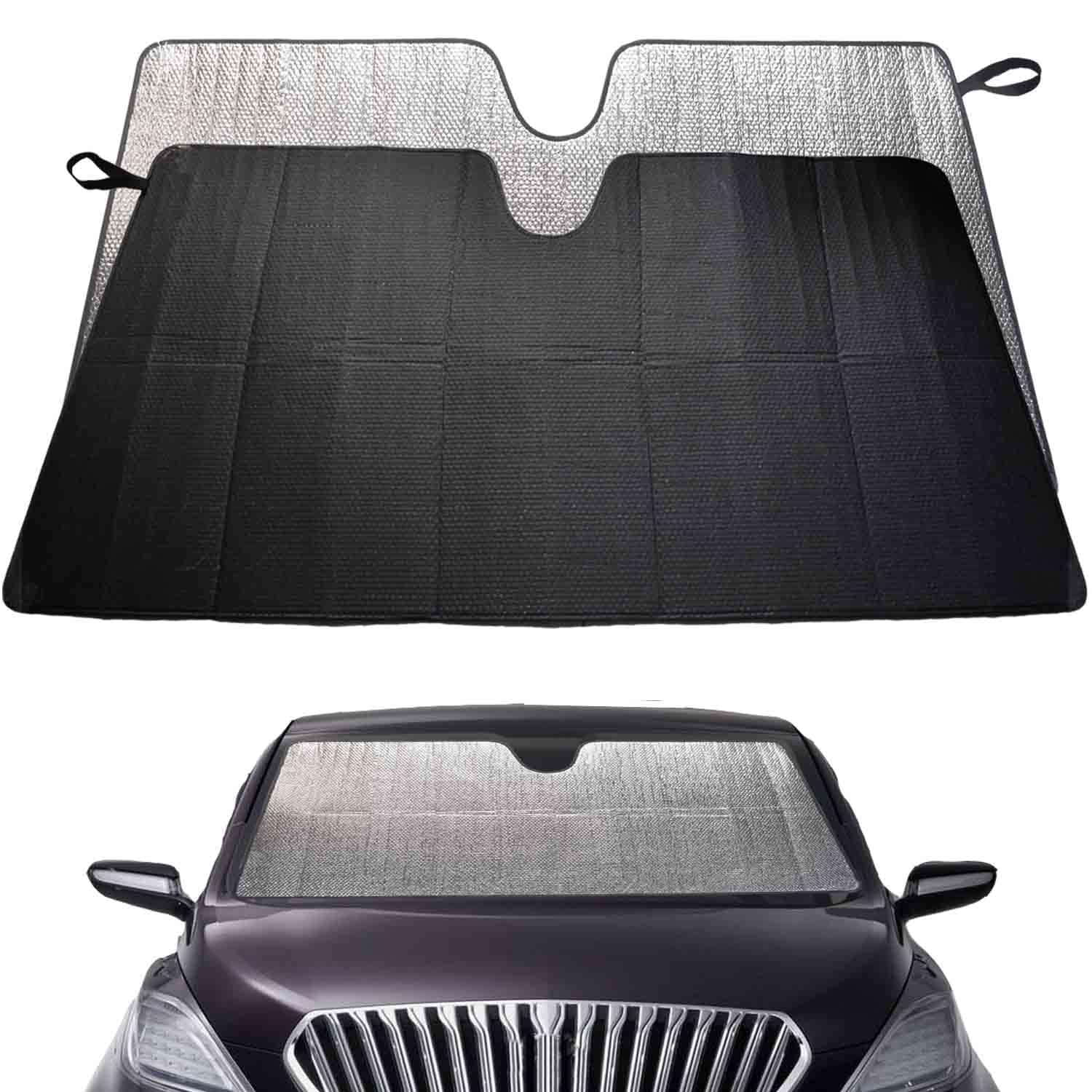 Auto Sonnenschutz Frontscheibe, 130 x 65 cm, Sonnenschutz Auto Windschutzscheibe, Faltbar, Reflektierend, UV-Schutz, Schwarz Auto Sonnenschutz Frontscheibe, 130 x 65 cm, Sonnenschutz Auto Windschutzscheibe, Faltbar, Reflektierend, UV-Schutz, Schwarz von AuFiiy